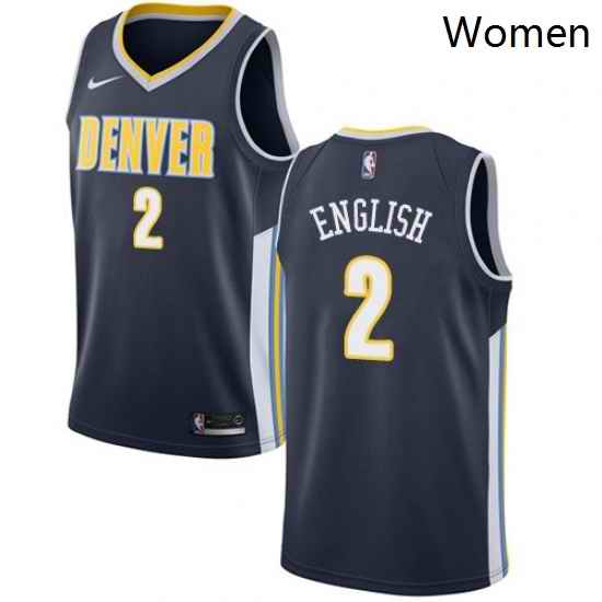 Womens Nike Denver Nuggets 2 Alex English Authentic Navy Blue Road NBA Jersey Icon Edition
